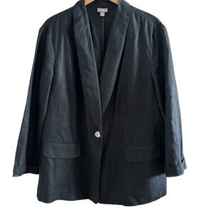 J.Jill 100% Linen Oversized Black Blazer 2X